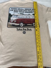 Volkswagen Unisex T-shirt (L) Tan Hippie 70s Iconic Bus Graphic Logo Original