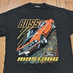 Vintage Ford Mustang Boss T Shirt Y2K Racing Graphic Tee NASCAR – Mens Large