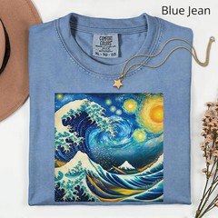 Comfort Tee Starry Night Wave Shirt Soft Cotton Graphic