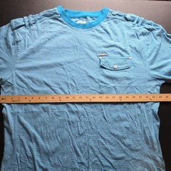 Vtg Smoke Rise T-Shirt Vintage Look Turquoise Striped Pocket Epaulettes XL NEW