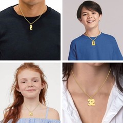 Gold Number Necklace for Men,Stainless Steel Athletes Number Chain Charm Pend…