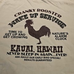 Crazy Shirts Kauai Hawaii Cranky Rooster T-shirt Tan Sz L 100% Combed Cotton EUC