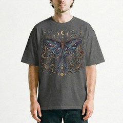 Luna Moth Galaxy Roses T-Shirt Witchy Gothic Celestial Boho Night Sky Gift Tee
