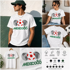 Mexico 86 Retro Soccer Shirt Vintage Futbol Tee Mexican Football Fans