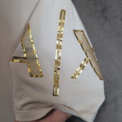 Armani Exchange Shirt Adult Large Beige Graphic Gold Logo Classic Designer SS