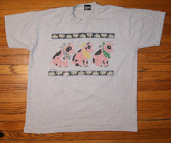 Vintage 90s Pig Bandit Robber Corn Farm Air Waves XL TShirt Paint Stains USA