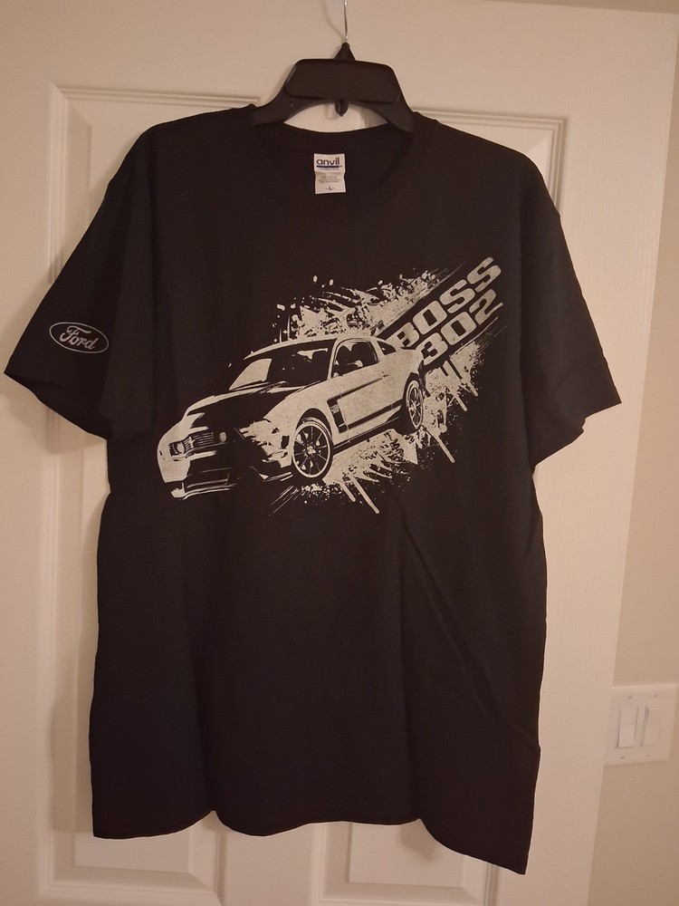 Ford Mustang Boss 302 Shirt Men’s Size Large Black Short Sleeve Anvil Tee T