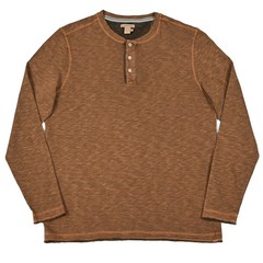Carbon 2 Cobalt Men’s M Heather Brown Cotton Long Sleeve Henley Shirt Casual