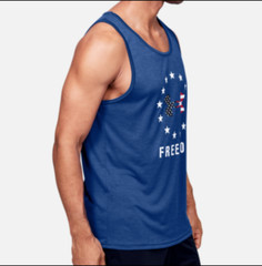 Under Armour Tank Top Mens Authentic Blue UA Tech USA Freedom Graphic Training