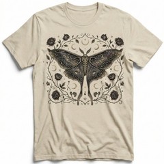 Luna Moth Galaxy Roses T-Shirt Gothic Witchy Celestial Boho Night Sky Gift Tee