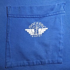 Vintage Dockers Levis T Shirt L Made In USA Cobalt Royal Sapphire Blue Top Tee