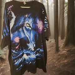 Vintage 2001 GILDAN Great Wolf Lodge Wolf All Over Print T-Shirt Size 3XL