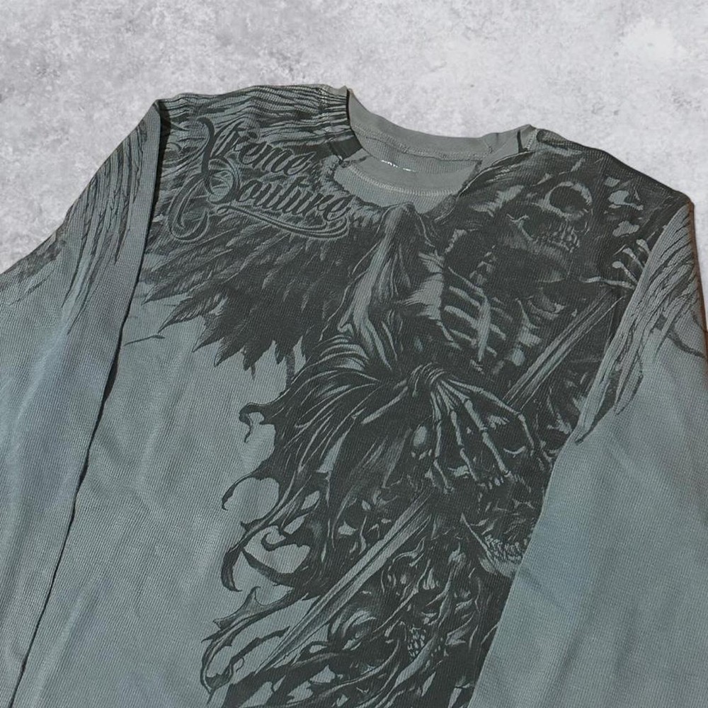 Y2K Grunge Affliction Style Xtreme Couture Reaper Long Sleeve Shirt – Size XL!