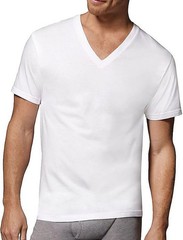 Hanes Mens V-Neck T-Shirt Pack Moisture Wicking Cotton Undershirts White