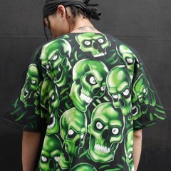 Liquid blue astroworld skull pile glow in dark t shirt Juicy J Travis Scott