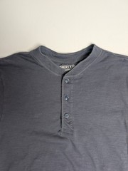 Faherty Henley Shirt Mens Size Large Sunwashed Short Sleeve Organic Cotton Blue