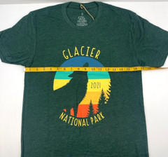 Glacier National Park Shirt Mens X- Small Green Wolf Art Outdoor Montana Tourist