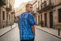 Hand Tie Dyed Men’s V Neck T Shirt Size XL CSG 100% Cotton OOAK
