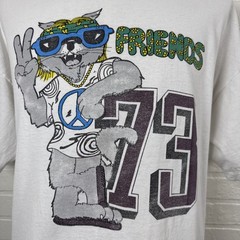 Vintage 1973 Peace Friends Hippie Cat Single Stitched T Shirt XL Class Of 1973