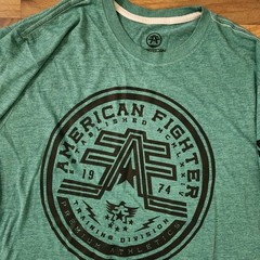 American Fighter Double Sided Graphic T-Shirt Turquoise Size 3XL/XXXL