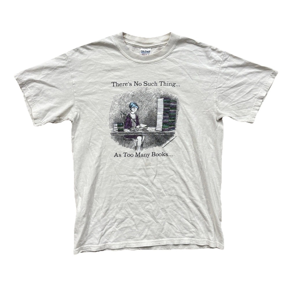 Vintage Sz Medium Edward Gorey Shirt No Such Thing, Too Many Books Caricature
