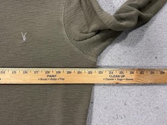 AllSaints Henley Shirt Mens XL Green Waffle Knit Long Sleeve Regular Fit