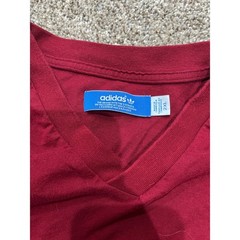 Adidas Originals Mens Blade Collar V-Neck T-Shirt Maroon Trefoil Logo 2XL