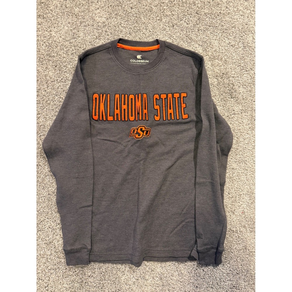 Colosseum Oklahoma State Cowboys Shirt Mens S Gray Long Sleeve Thermal OSU Logo