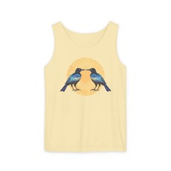Gorgeous Grackles Block Print Tank Top Bird Lover Wildlife Art