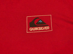 Quiksilver T-Shirt Mens Large L Red Small Chest Logo Graphic Regular Fit Cotton