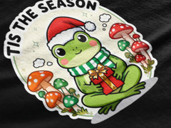 Tis The Season Frog Christmas T-Shirt Cute Holiday Mushroom Graphic Tee Cotton