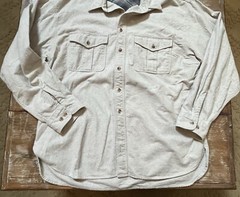Vtg 90s Eddie Bauer-Oatmeal Chamois Brushed Flannel Button Shirt-Button 2 XXL-T