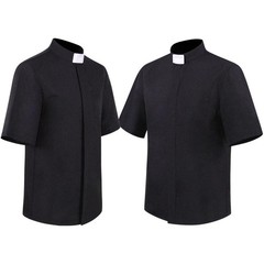 Men’s Tab Collar Short Sleeves Clergy Shirts for Priest Pastor Church Costume