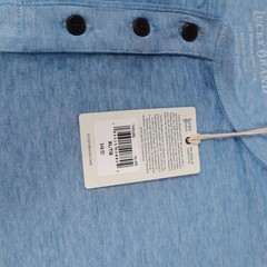New Lucky Brand Henley Shirt Mens XL Blue Venice Burnout Long Sleeve Jersey Knit