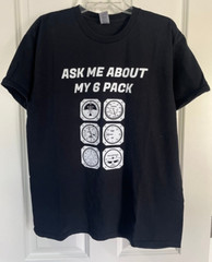 Ask Me About My Six Pack T Shirt Pilot Flying Airplane T-Shirt Gildan Size Large