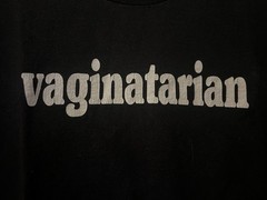 Womens Vintage Tee 90s Y2K Delta Pro Weight Black ‘Vaginatarian’ T-Shirt (L)