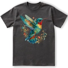 Hummingbird Floral Art Nature Retro Gift Men Women T-Shirt Tee