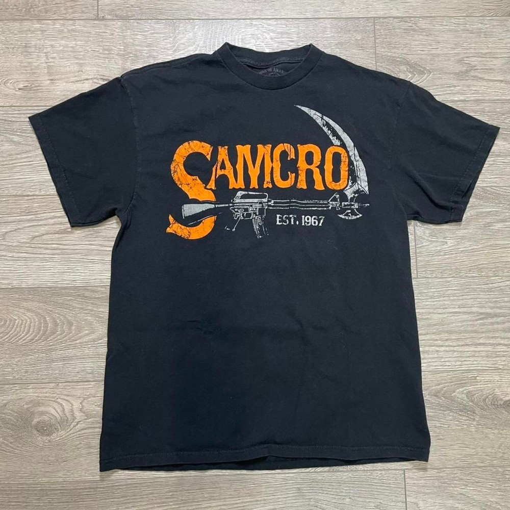 Sons of Anarchy SAMCRO T-Shirt Black Faded Biker Graphic Tee SOA Est 1967 Size L