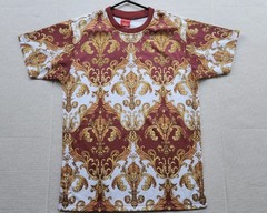 Victorious Los Angeles Rhinestone Baroque T-Shirt – Burgundy Gold – Size: Small