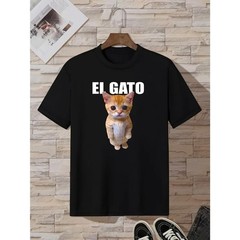 Men’s cat-themed casual wear Graphic T-Shirt – Short Sleeve Crew Neck casual