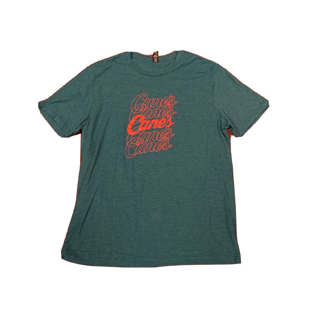 Raisin Canes Chicken Spell Out Logo Employee Tee T Shirt District Apparel Sz XL