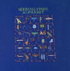 Egypt Egyptian Hieroglyphic Alphabet Embroidered Souvenir Blue T-shirt Size M