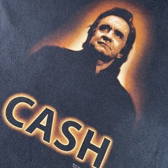 Johnny Cash Vintage Shirt Man In Black Double Sided Band Tee sz Large Signature