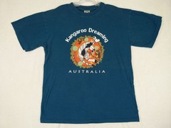 Australia Mens Large Blue Kangaroo Dreaming Graphic Cotton T-Shirt