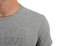 Roberto Cavalli “SPORT” Men’s Gray Embellished Stretch T-Shirt US 2XL IT 56