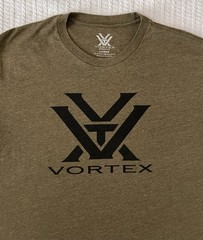 Vortex Optics Shirt Mens Lg 21” X 28” Black Logo Green T Shirt