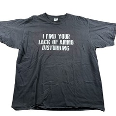 Funny Port & Company Tee Men 2XL Black I Find Your Lack Ammo Disturbing Militia