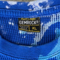 Vintage GemRock XL Blue Bleach Splatter Thermal Long Sleeve Heavy Weight Top Y2K