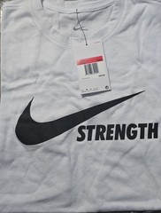 Nike Strength Swoosh Graphic T-Shirt Men’s L Regular White Black Crew Neck