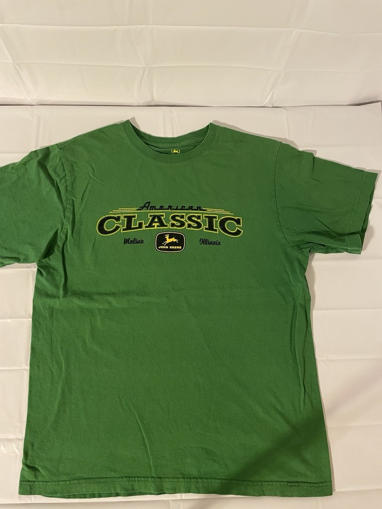 John Deere American Classic Shirt Mens L Green Tractor Farmer Tee